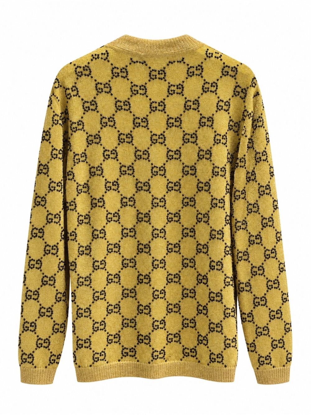 Gucci Yellow and Black GG Jacquard V-Neck Cardigan - Picture 2 of 7